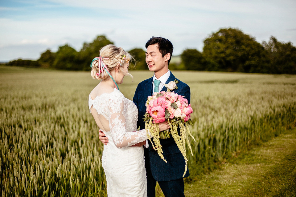 Pink Peonies and a Fishtail Gown for a Quirky and Elegant 