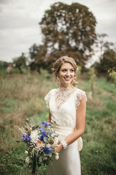 A Sweet September Wedding With A Touch of 1930’s Glamour, Pom Poms, Peach, Gold and Blue