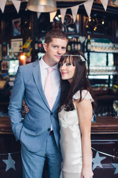 A 1930s Style Silk Bias Cut Gown For A ‘Bright Lights Big City’ Inspired London Wedding