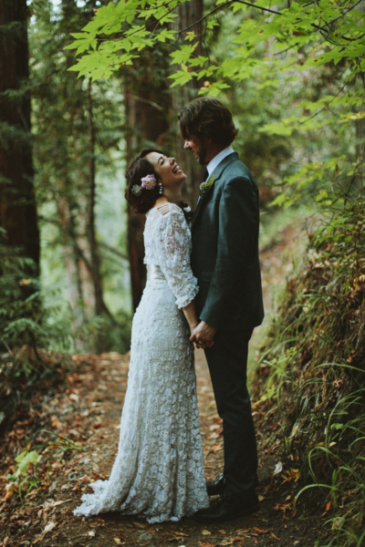 A Vintage Edwardian Crochet Dress For A Californian Wedding in the Woods