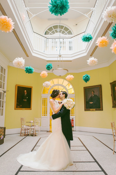 A Timeless Couture Gown For A Spring Time Wedding in a School