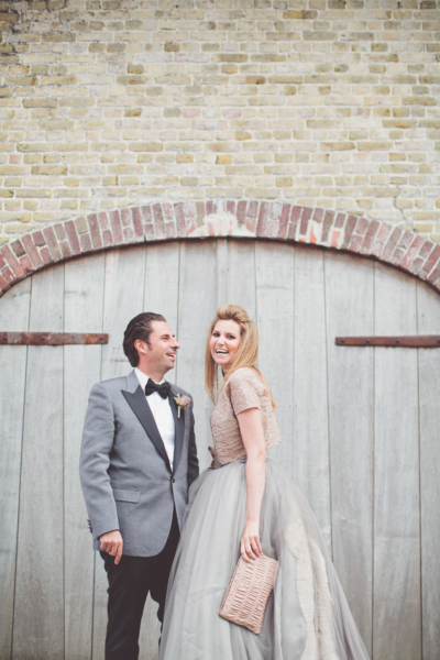 A Taupe Grey Vera Wang Gown for a Vintage Glamour Farm Wedding