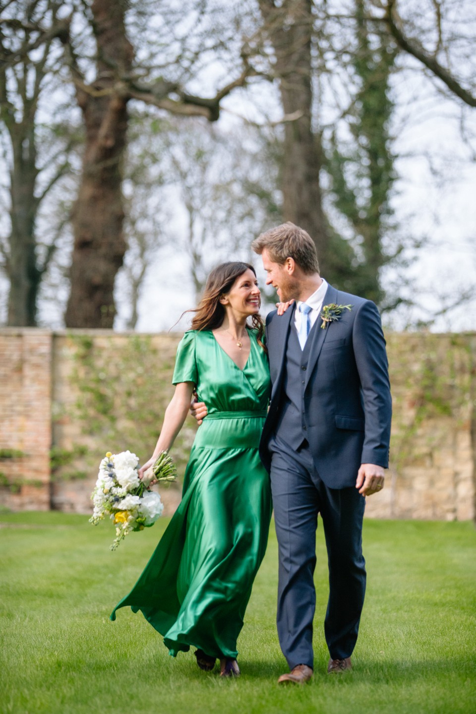 Vintage green wedding dress gold brocade jacket eshott hall wedding 63