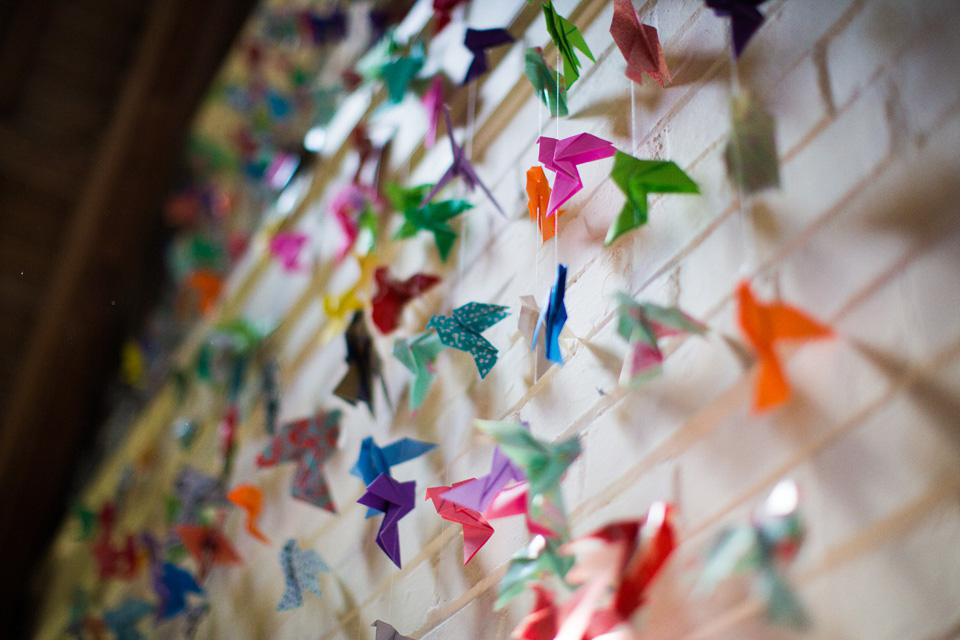 naomi neoh, colourful wedding, paper cranes