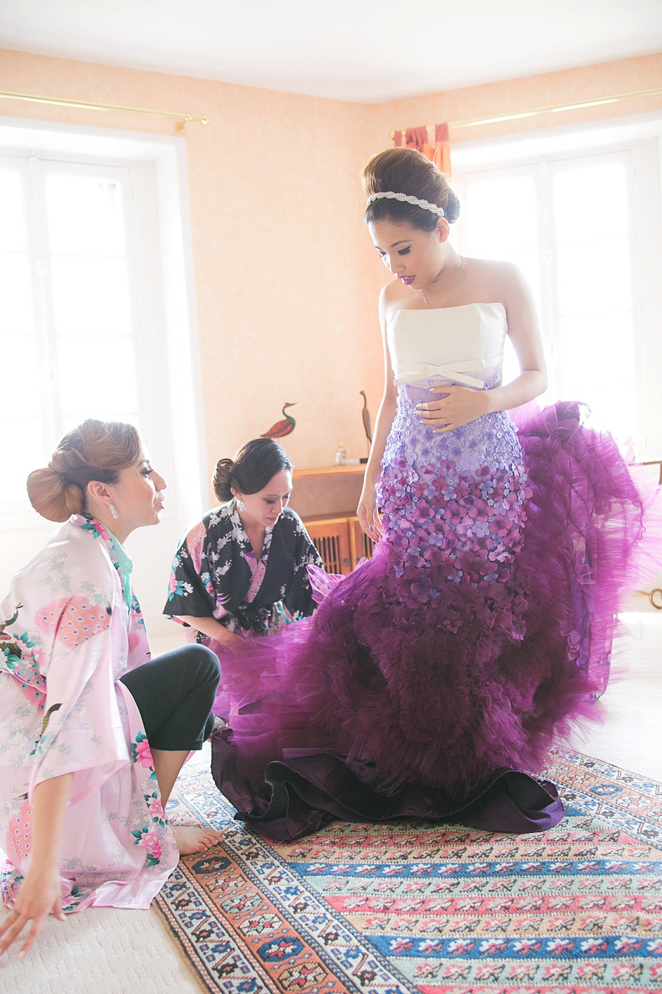 purple ombre wedding dress, purple weddings, ombre wedding dress