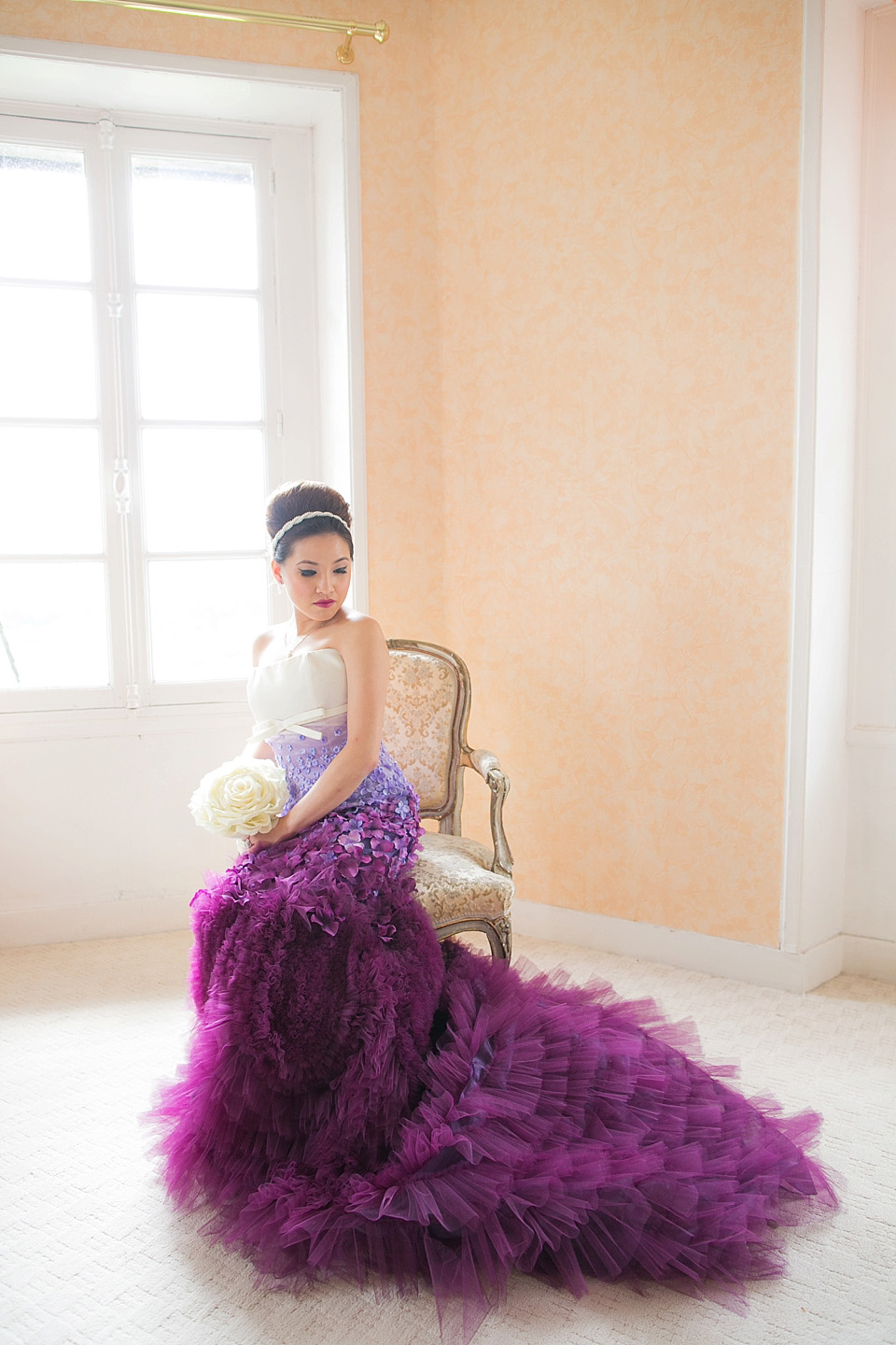 purple ombre wedding dress, purple weddings, ombre wedding dress