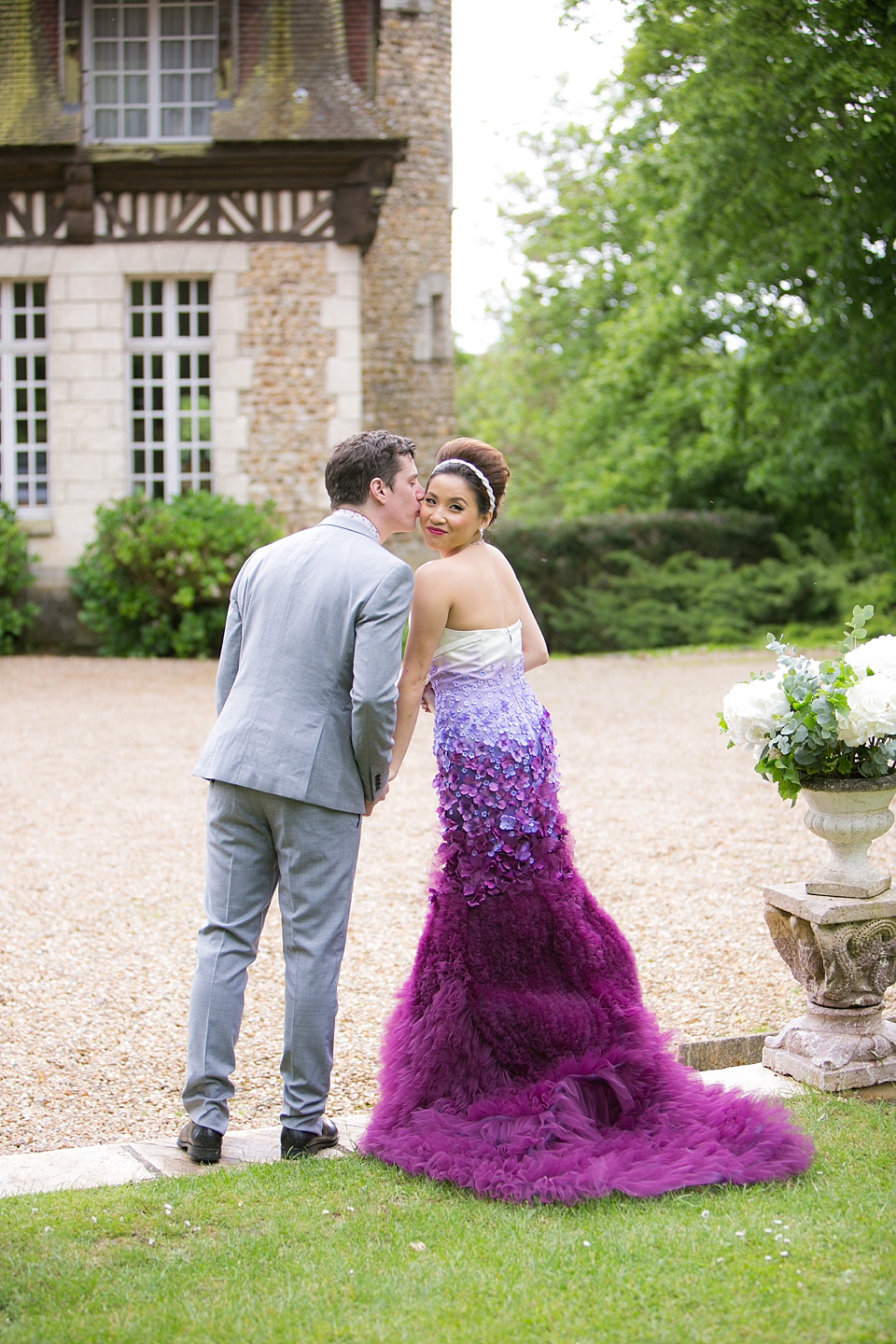 purple ombre wedding dress, purple weddings, ombre wedding dress