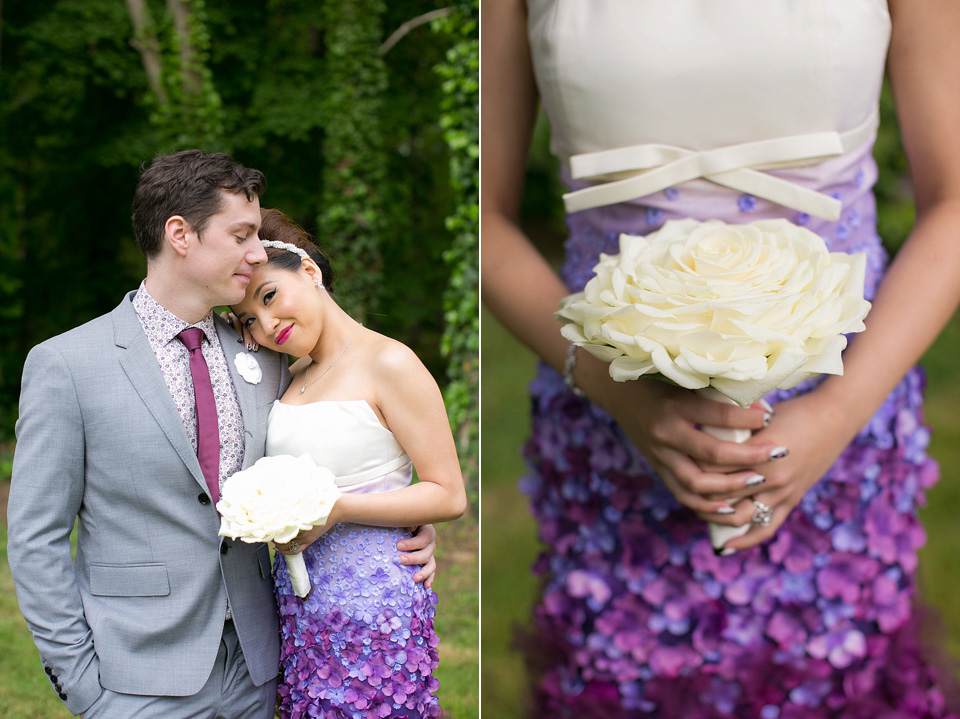 purple ombre wedding dress, purple weddings, ombre wedding dress