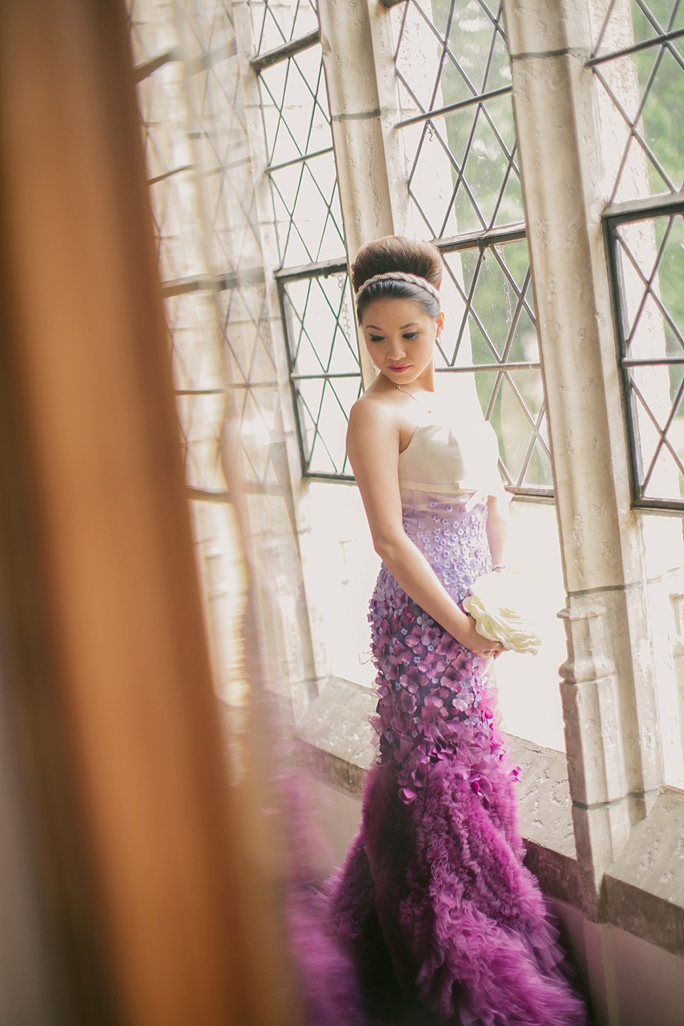 purple ombre wedding dress, purple weddings, ombre wedding dress