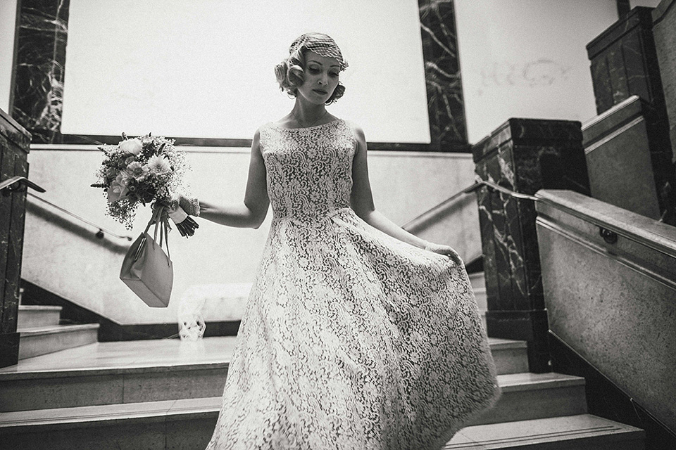 miki photography, elizabeth avey, vintage wedding dress, 1950s vintage, stoke newington town hall weddings, the pheasant pub wedding reception