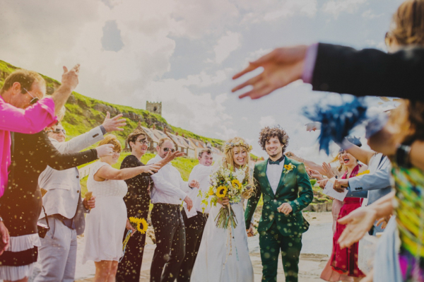 Sunflowers, Sunshine and Two Dresses For An Intimate Beach Wedding in Whitby