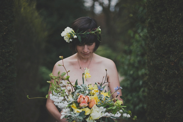 A Peach MaxMara Gown and Flower Circlet for an Intimate Spring Wedding in Scotland
