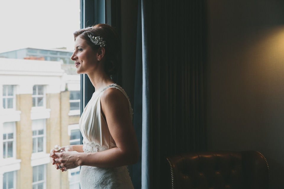 Bride Alex wears Lusan Mandongus for her London wedding held at the Village Underground in Shoreditch. Photography by McKInley Rodgers. village underground, shoreditch, lusan mandongus, mckinley rodgers