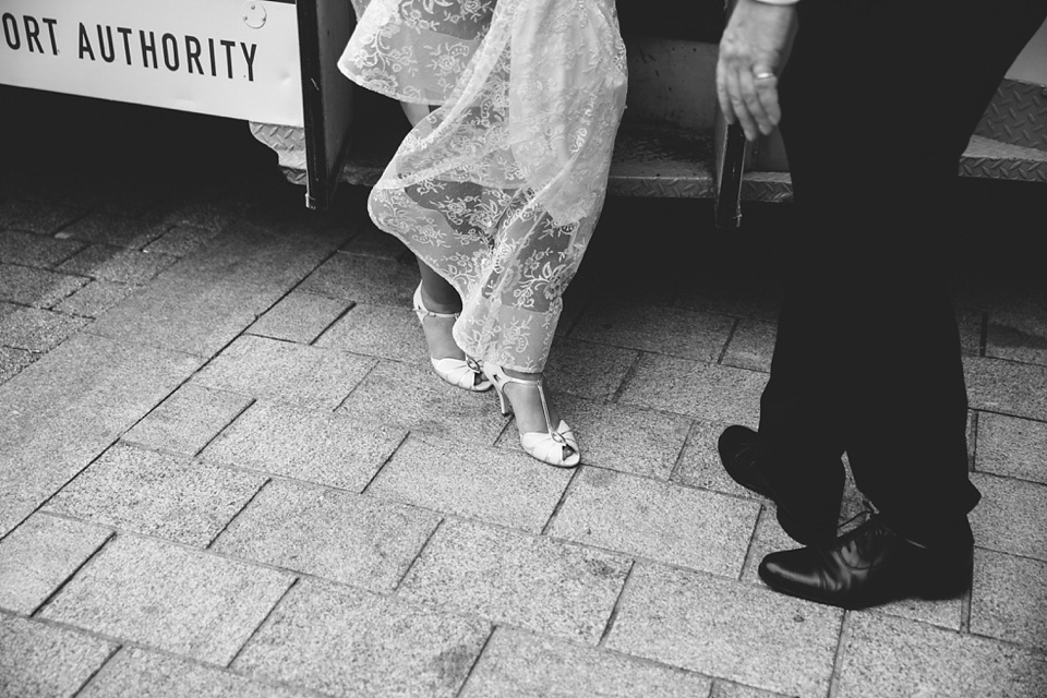Bride Alex wears Lusan Mandongus for her London wedding held at the Village Underground in Shoreditch. Photography by McKInley Rodgers. village underground, shoreditch, lusan mandongus, mckinley rodgers