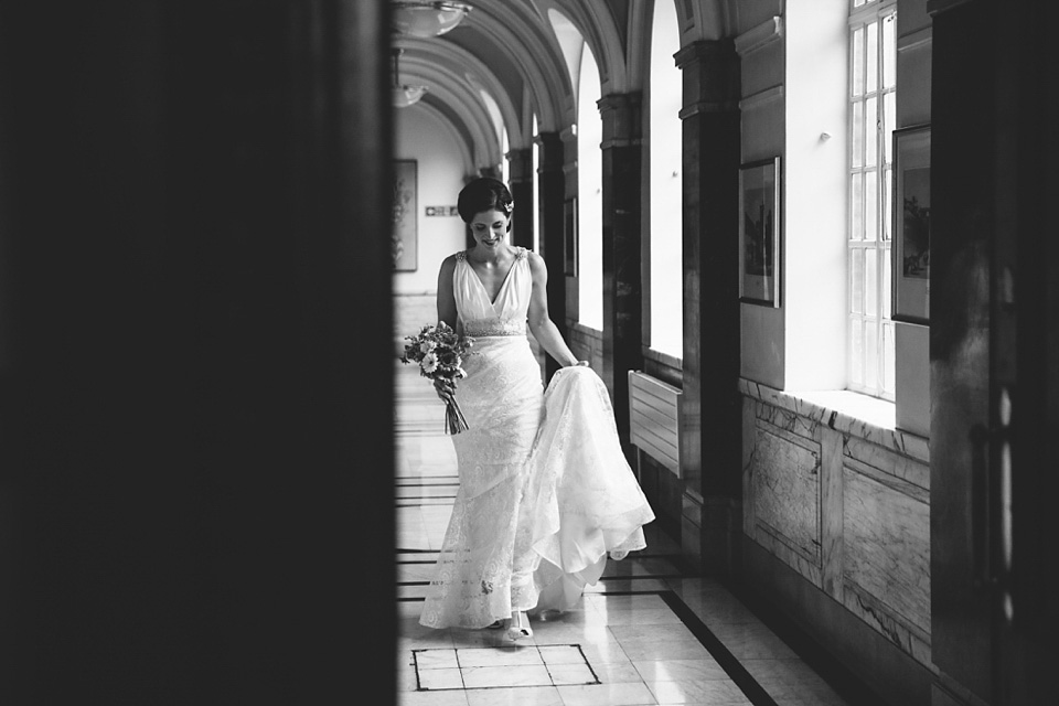 Bride Alex wears Lusan Mandongus for her London wedding held at the Village Underground in Shoreditch. Photography by McKInley Rodgers. village underground, shoreditch, lusan mandongus, mckinley rodgers