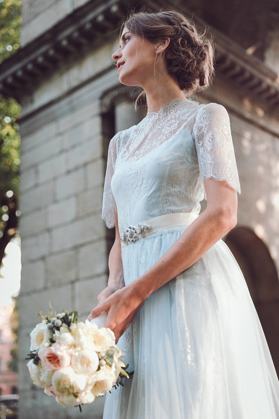 pale blue wedding dress, katya shehurina, rhapsody in blue