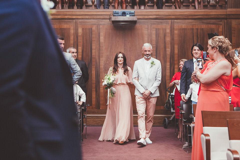 rue de seine, 70s wedding, boho bride, bohemian wedding, london pub wedding, philippa james photography, minna veil