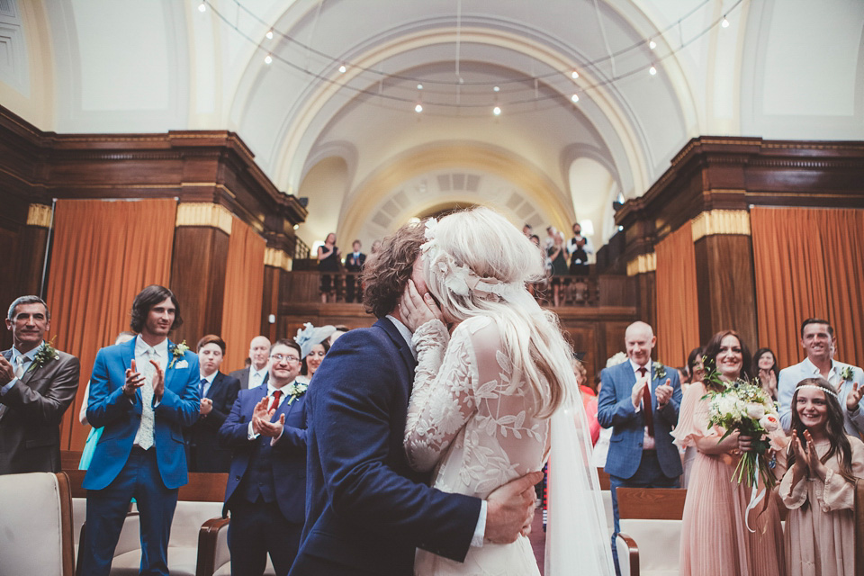 rue de seine, 70s wedding, boho bride, bohemian wedding, london pub wedding, philippa james photography, minna veil