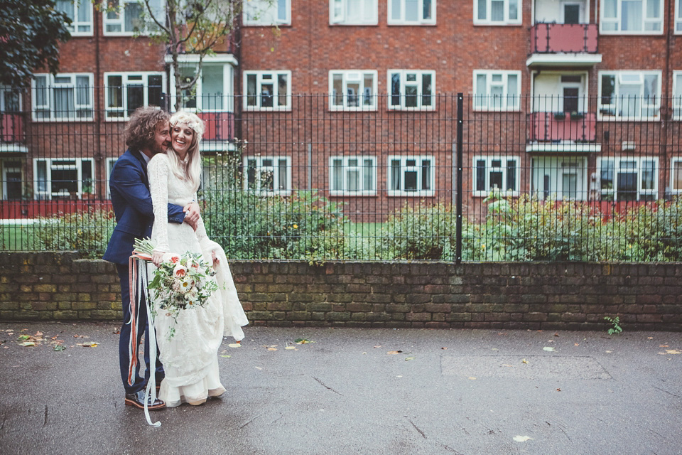 rue de seine, 70s wedding, boho bride, bohemian wedding, london pub wedding, philippa james photography, minna veil