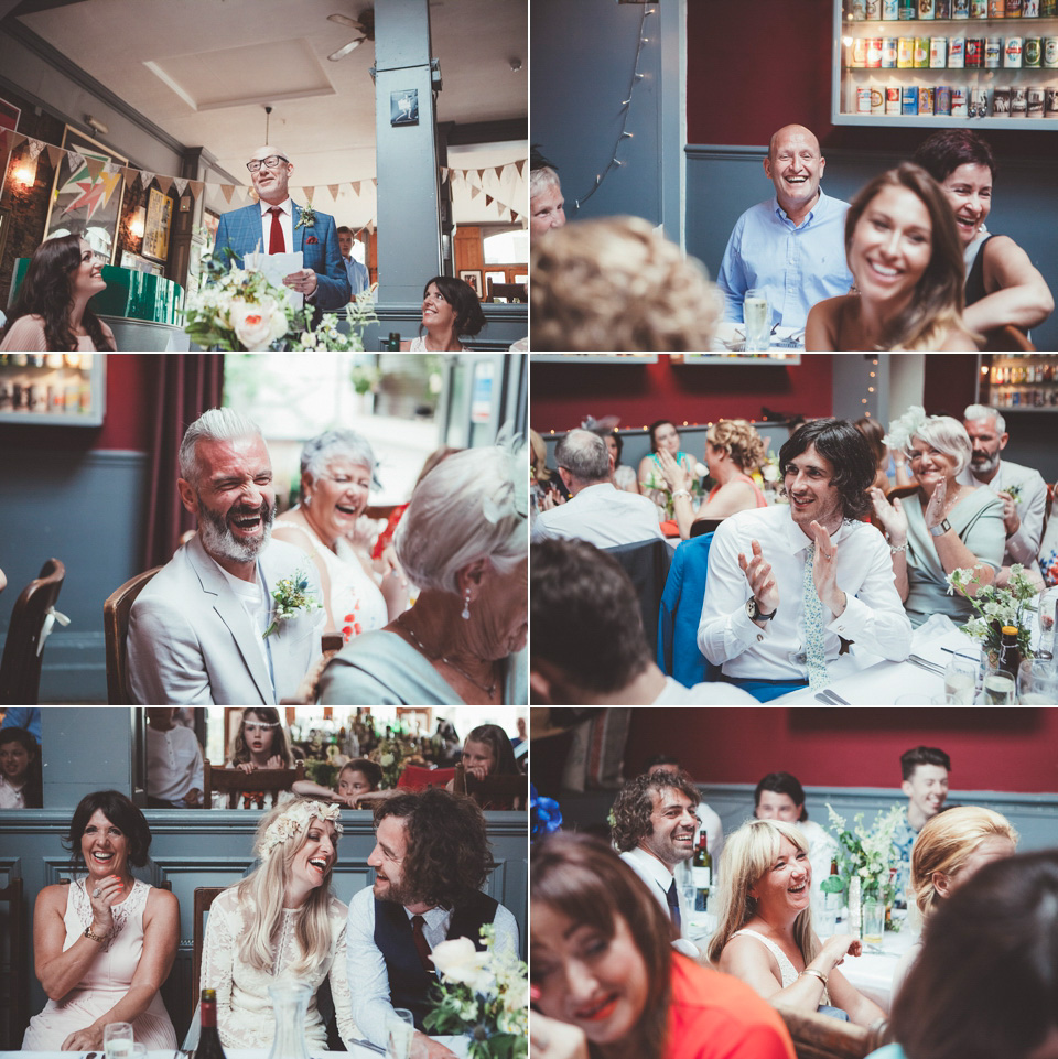 rue de seine, 70s wedding, boho bride, bohemian wedding, london pub wedding, philippa james photography, minna veil