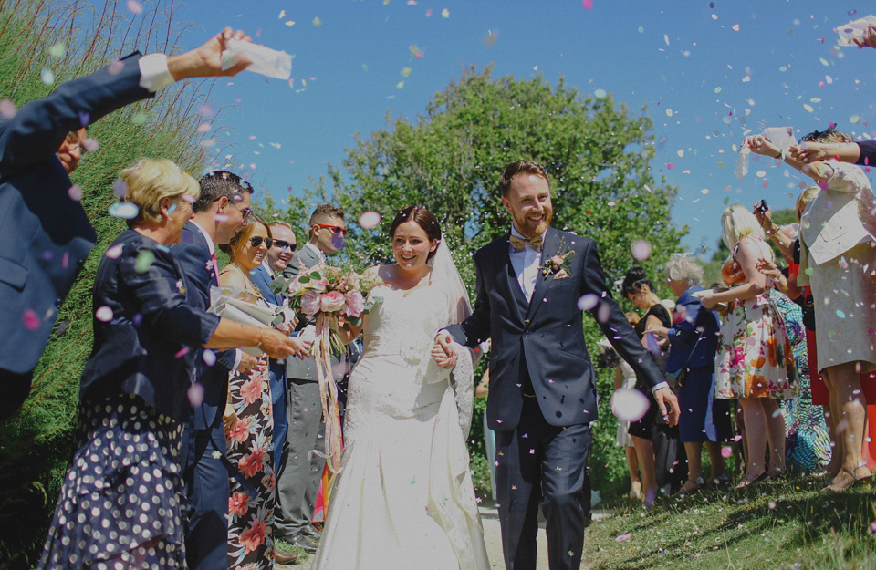Bride Claire married her beau Olly at Porthilly Farm, Daymer Bay in Rock, Cornwall. Photography by Jess Petrie. jess petrie photography, cornwall wedding, padstow wedding, pale blue wedding, gold wedding, beach wedding, seaside wedding
