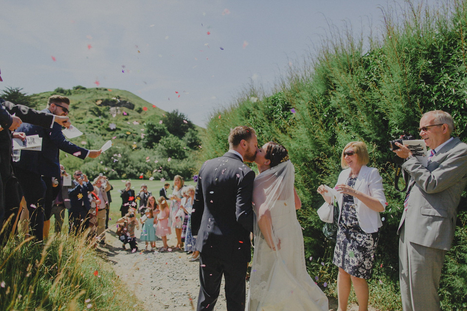 Bride Claire married her beau Olly at Porthilly Farm, Daymer Bay in Rock, Cornwall. Photography by Jess Petrie. jess petrie photography, cornwall wedding, padstow wedding, pale blue wedding, gold wedding, beach wedding, seaside wedding