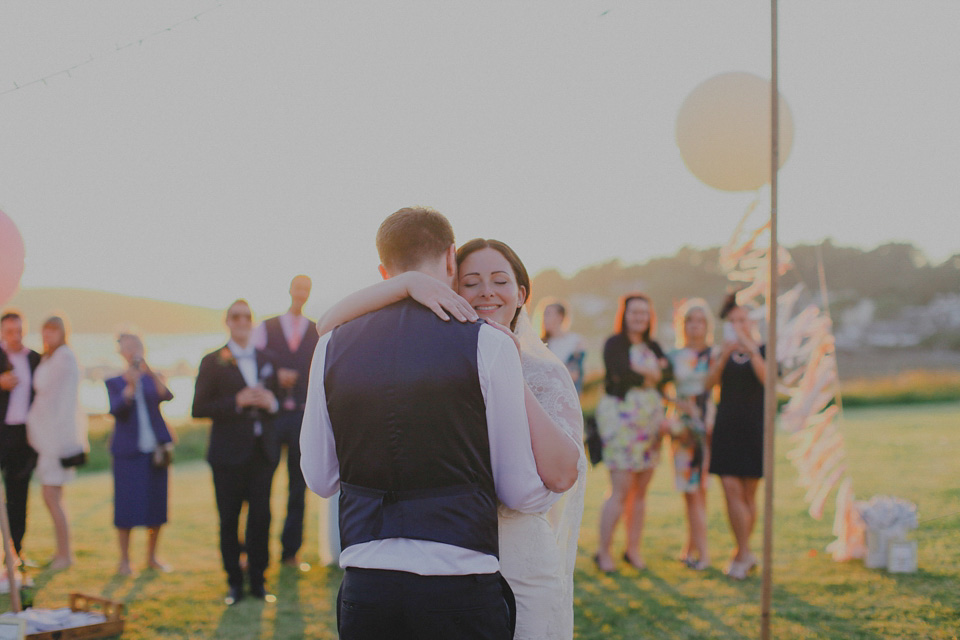 Bride Claire married her beau Olly at Porthilly Farm, Daymer Bay in Rock, Cornwall. Photography by Jess Petrie. jess petrie photography, cornwall wedding, padstow wedding, pale blue wedding, gold wedding, beach wedding, seaside wedding
