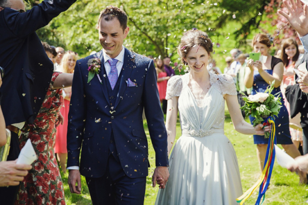An Elegant Grey Chiffon Wedding Dress for a Spring Handfasting Ceremony