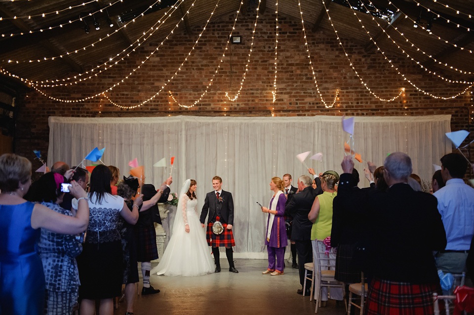 colourful wedding, barn wedding, bespoke sassi holford, mack photography