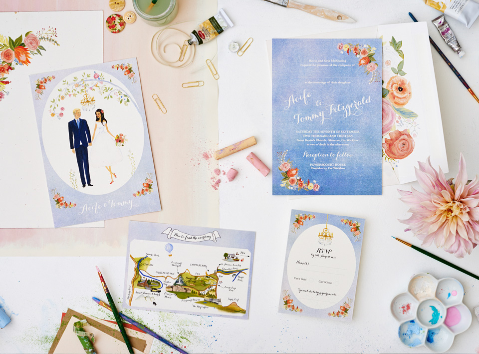 appleberry press, illustrated wedding stationery, wedding stationery illustrations, wedding illustrations