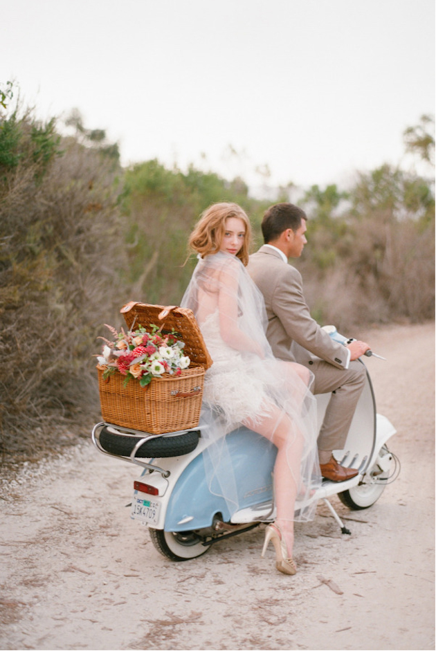 bride on a scooter
