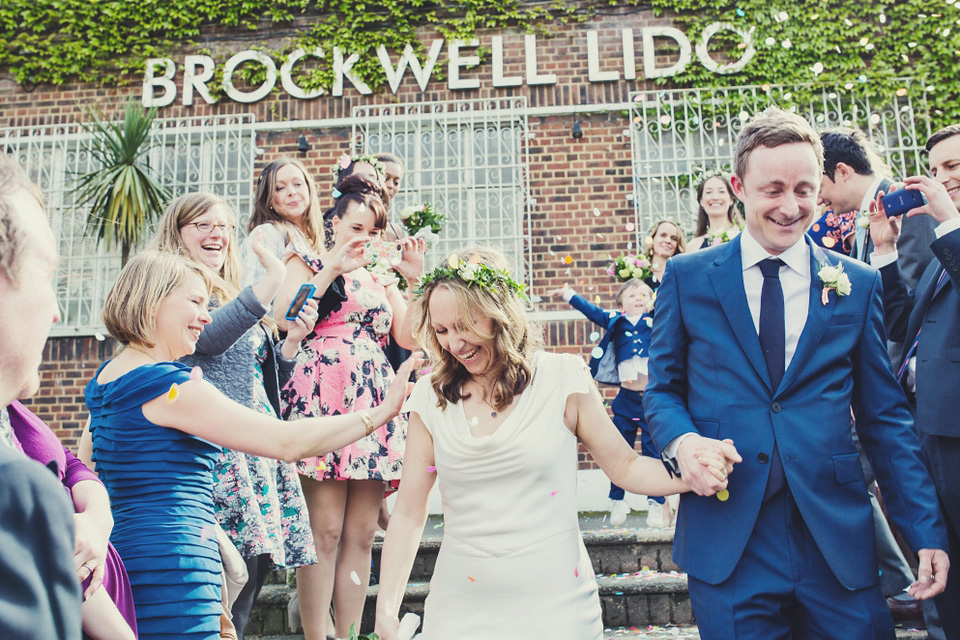 sylvia ghost, ghost wedding dress, brockwell lido, lisa jane photography, quirky cool wedding