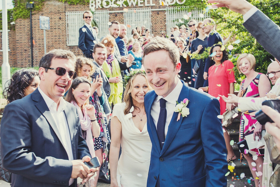 sylvia ghost, ghost wedding dress, brockwell lido, lisa jane photography, quirky cool wedding