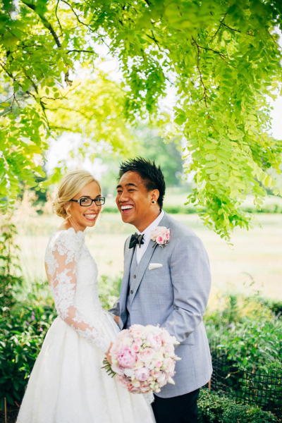 A Bride in Glasses And A Tea Length, 50’s Inspired Frock For her Party at Braxted Park