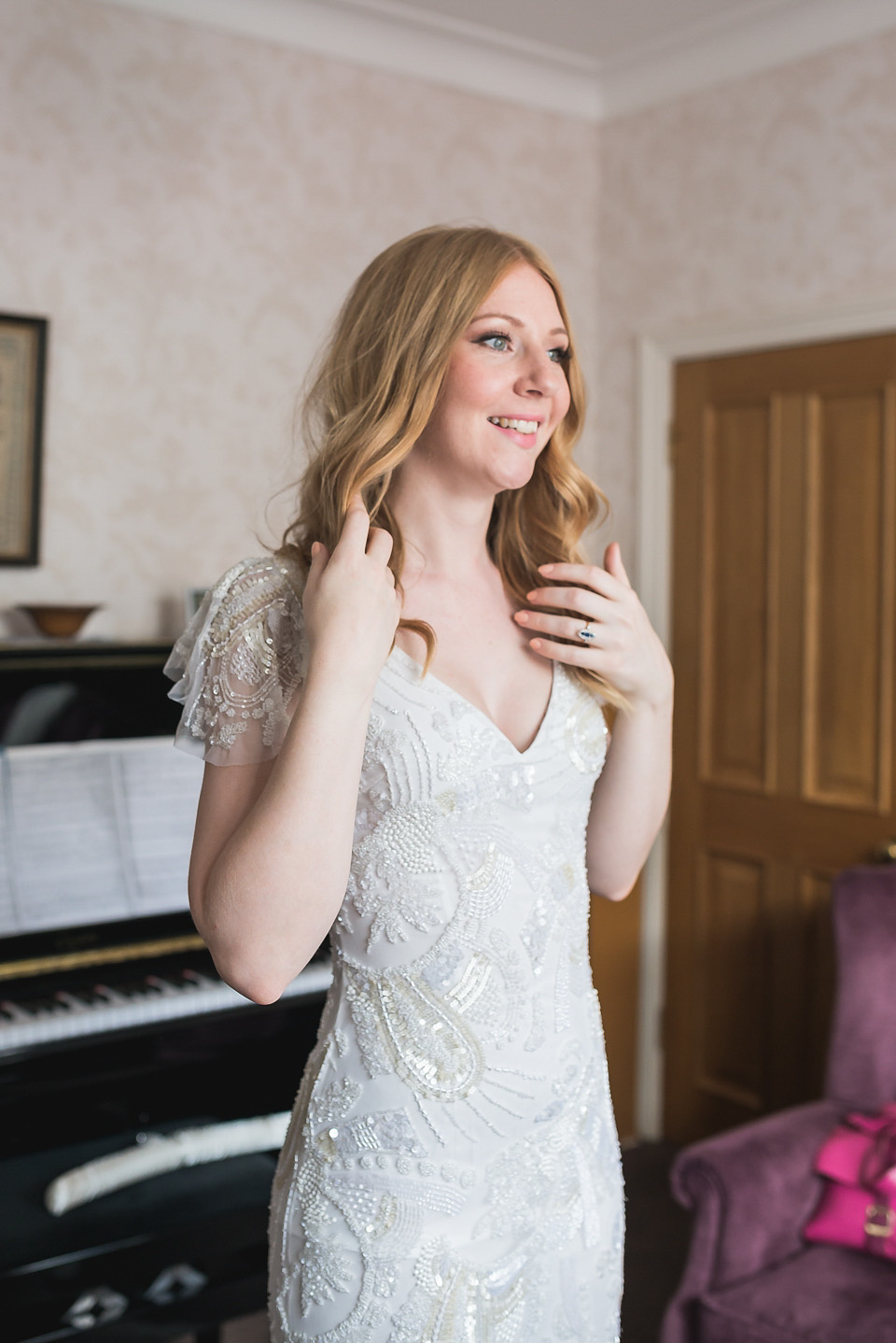 eliza jane howell, london town hall weddings, emmie scott photography, beaded wedding dress, 1930s style wedding