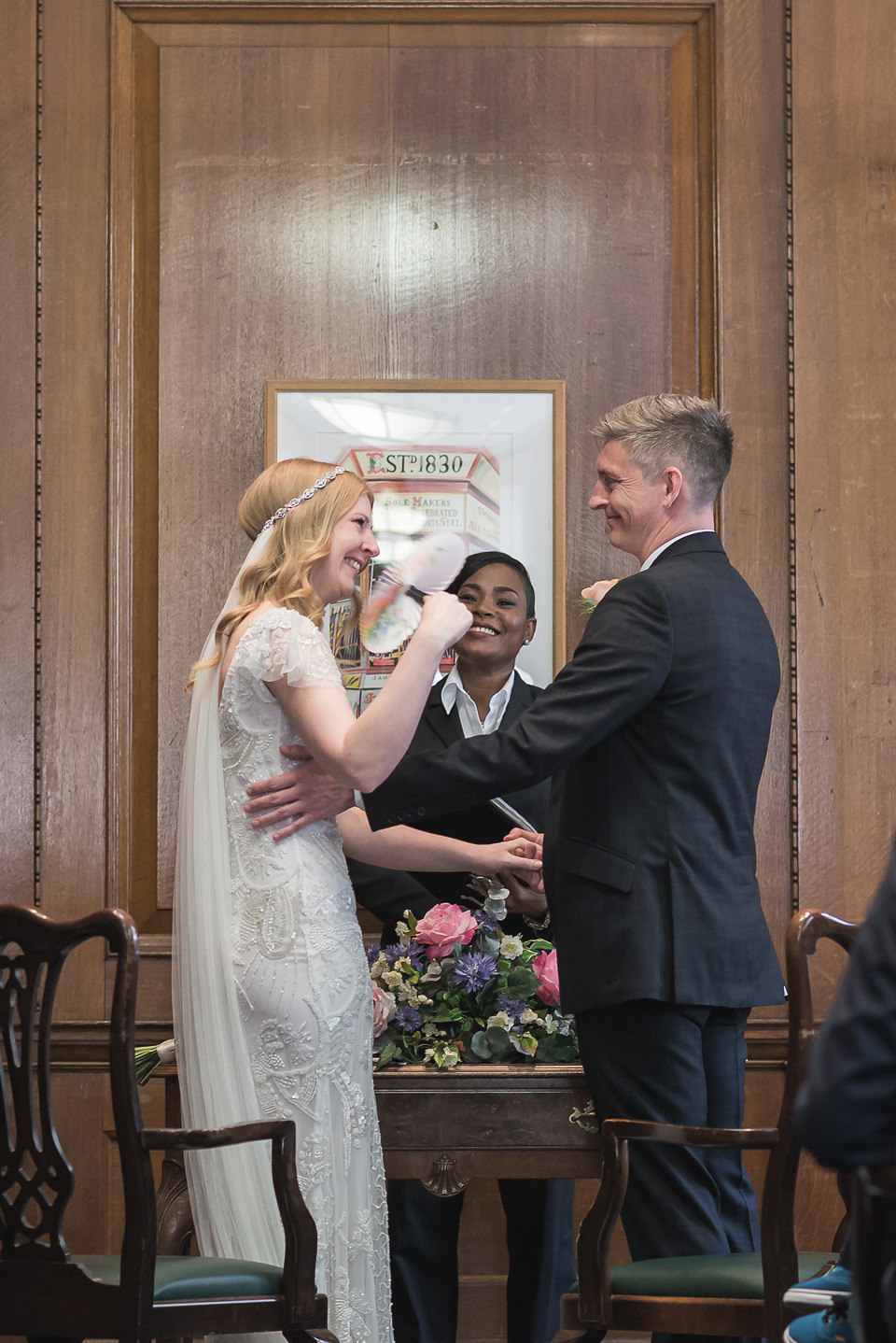 eliza jane howell, london town hall weddings, emmie scott photography, beaded wedding dress, 1930s style wedding