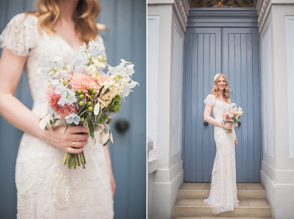 eliza jane howell, london town hall weddings, emmie scott photography, beaded wedding dress, 1930s style wedding