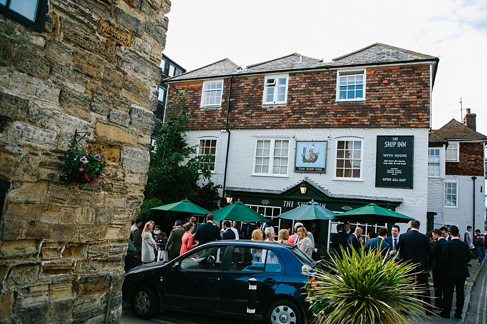 A bride wearing a David's Bridal gown and veil for her laid back and elegant wedding in Rye. Photography by Richard Ware. davids bridal, rye weddings, richard ware photography