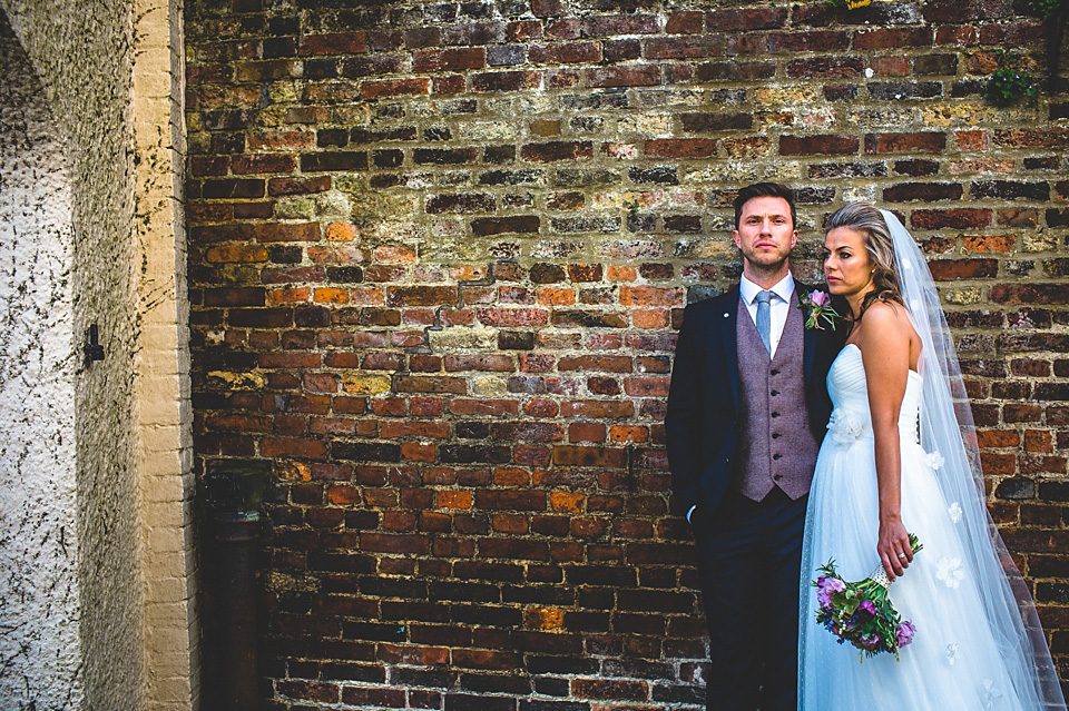 A bride wearing a David's Bridal gown and veil for her laid back and elegant wedding in Rye. Photography by Richard Ware. davids bridal, rye weddings, richard ware photography