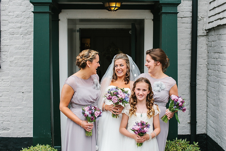 A bride wearing a David's Bridal gown and veil for her laid back and elegant wedding in Rye. Photography by Richard Ware. davids bridal, rye weddings, richard ware photography