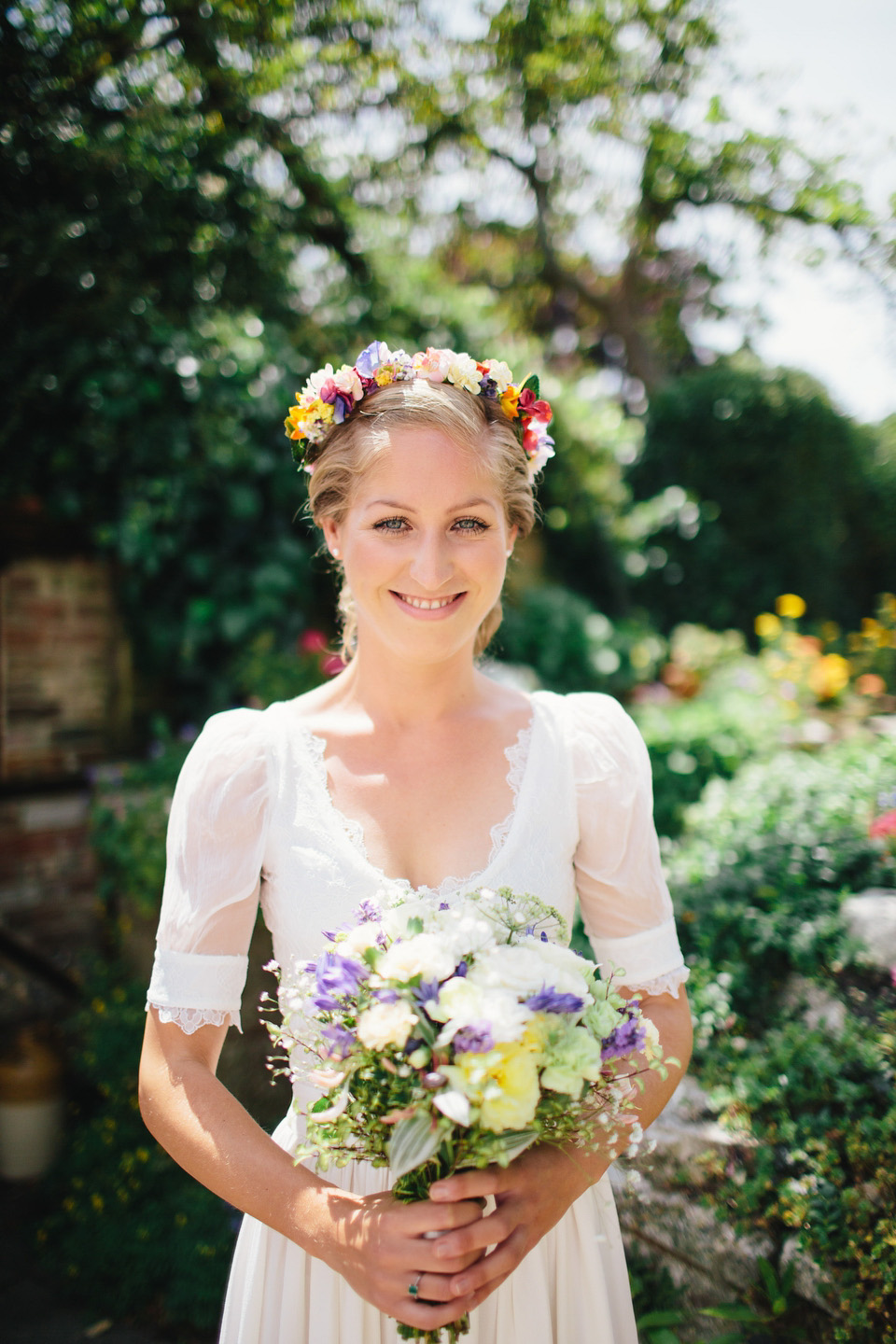 colourful weddings, floral crown, flower crown, whimsical wedding, dorset weddings, richard skins photography