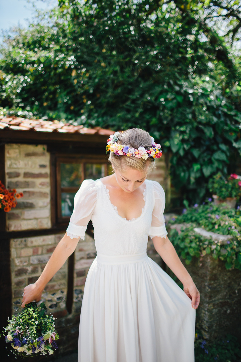 colourful weddings, floral crown, flower crown, whimsical wedding, dorset weddings, richard skins photography