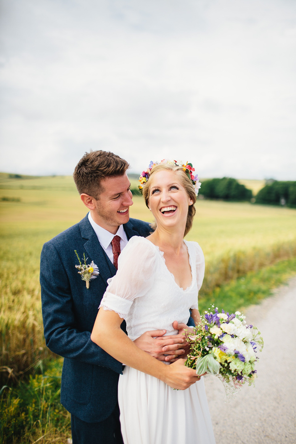 colourful weddings, floral crown, flower crown, whimsical wedding, dorset weddings, richard skins photography