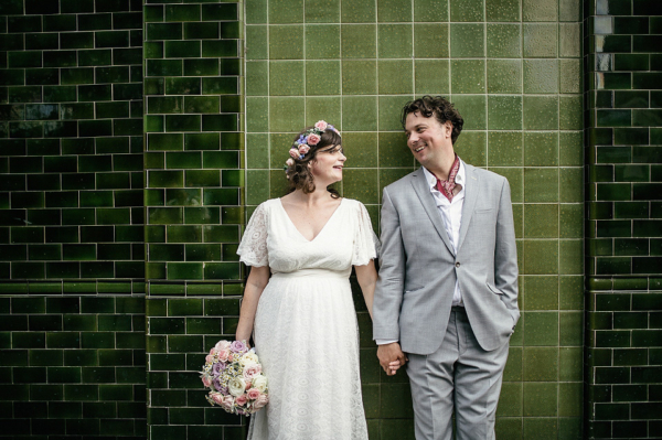 A Pretty Eco Friendly Wedding Dress for a Pregnant Bride and her Laid Back Hackney Wedding