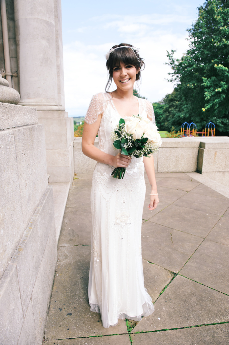 art deco bride, art deco wedding, midland hotel morecombe, jenny packham wedding dress