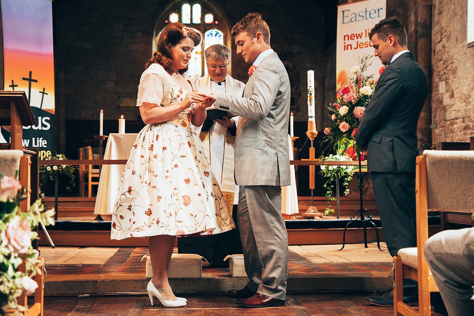 floral wedding dress, tea length wedding dress, joanne fleming