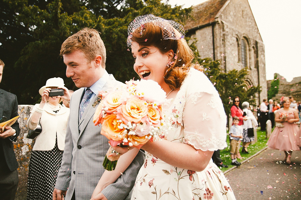 floral wedding dress, tea length wedding dress, joanne fleming