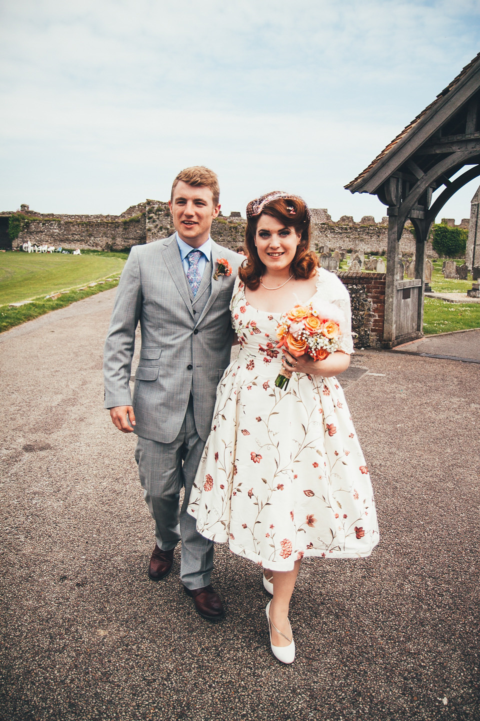 floral wedding dress, tea length wedding dress, joanne fleming