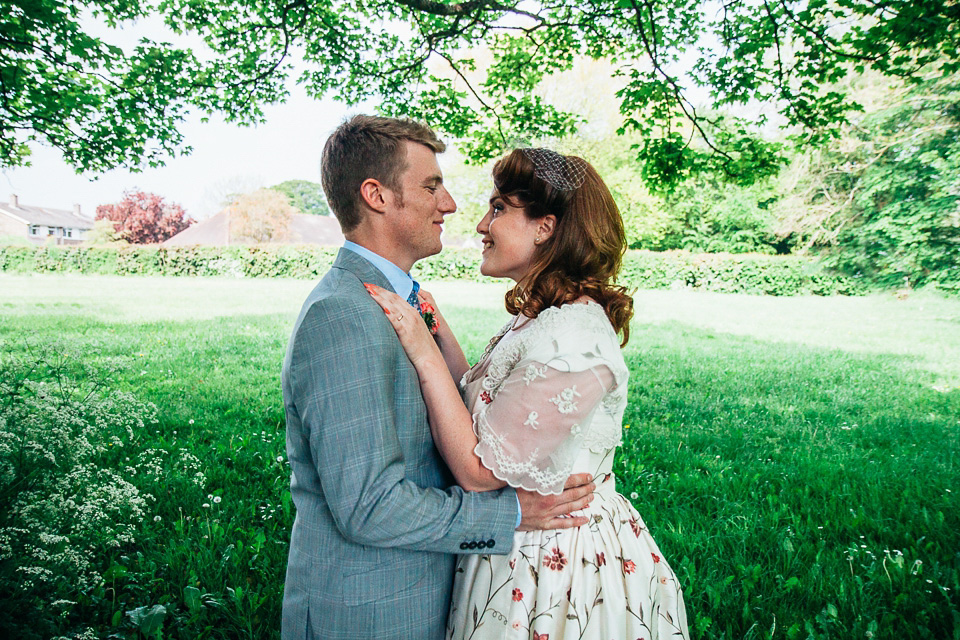 floral wedding dress, tea length wedding dress, joanne fleming