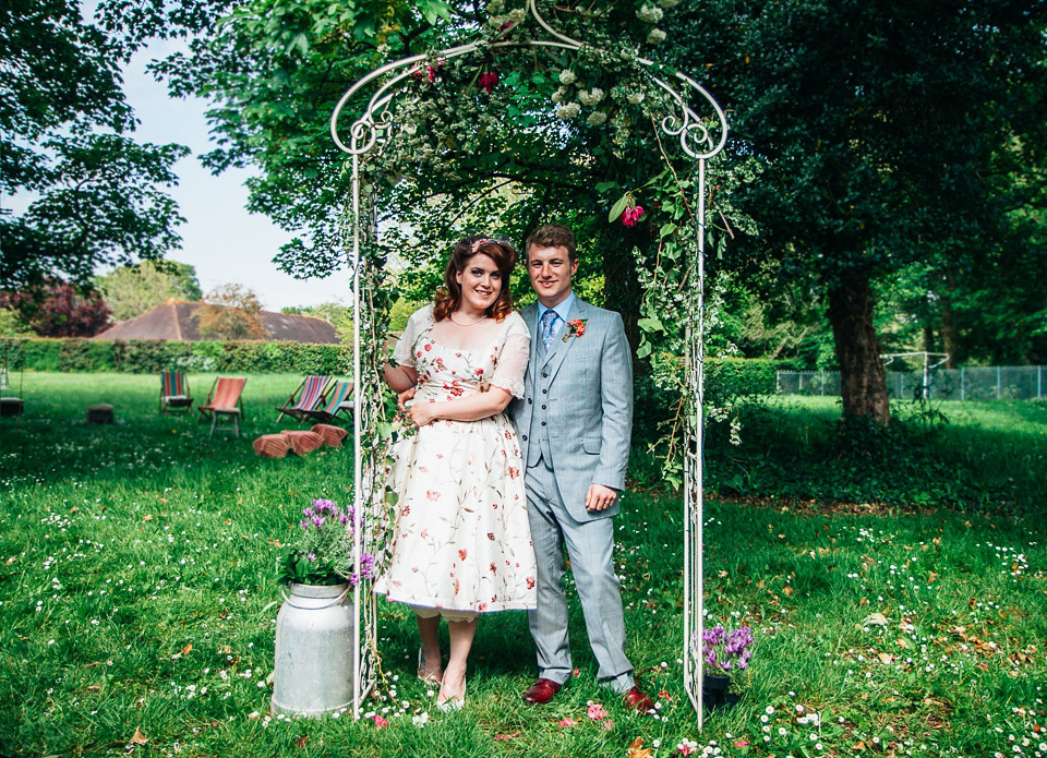 floral wedding dress, tea length wedding dress, joanne fleming